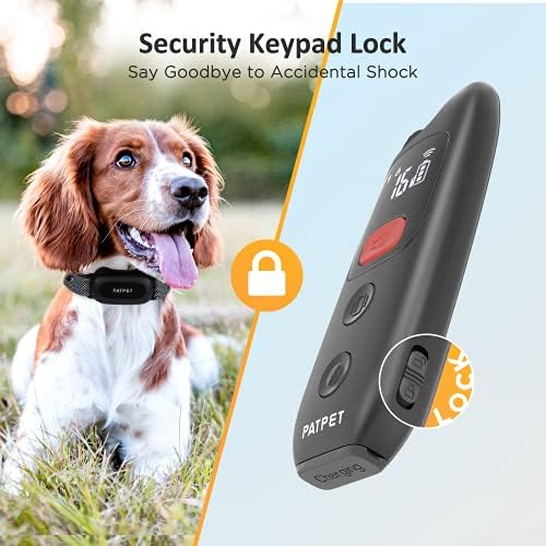 PATPET Dog Training Collar with Remote, IPX7 Waterproof Dog Shock Collar for Dogs, 3 Training Modes Beep Vibration 16 Levels, Rechargeable Dog Collars for Small Medium Large Dogs(10-140lbs)