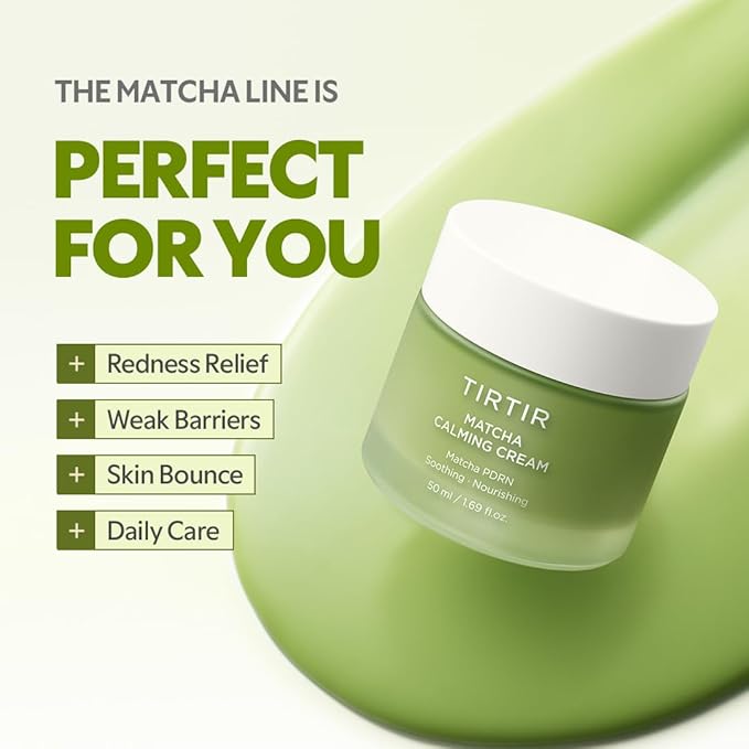 TIRTIR Matcha PDRN Calming Cream 1.69 Fl Oz | 24H Hydrating Korean Cruelty Free Moisturizer Daily Skin Care for Sensitive to All Skin