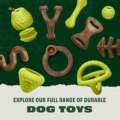 Benebone Natural Rubber Dog Bone Chew Toy, Large | Natural Rubber, Tough But Gentle, Easy-Grip Design, Great for Fetch, Dishwasher Safe, Dog Bones, Long-Lasting