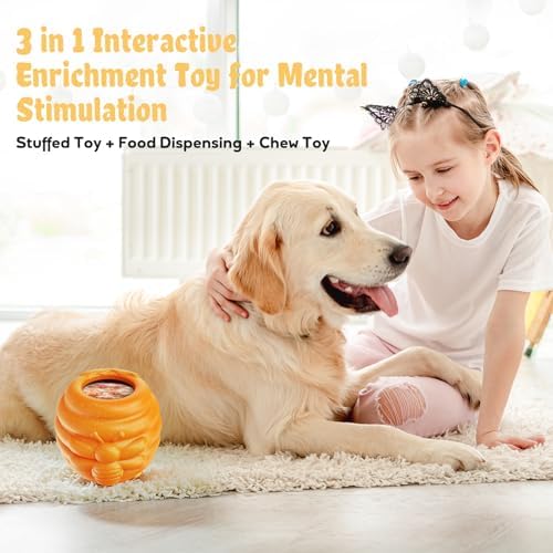 Dog Enrichment Toy for Aggressive Chewers for Boredom, Orange