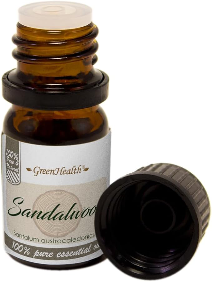 Sandalwood Essential Oil – 5 ml – 100% Pure & Natural – Premium Therapeutic Grade for Aromatherapy, Relaxation, Skin & Diffuser – GreenHealth