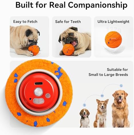 Cheerble Smart Interactive Dog Toy, Wicked Ball AIR Neo, Heartbeat Puppy Toy Automatic Moving, Bouncing, and Rotating, ETPU Material, IPX7 Waterproof Rating, Active Rolling Ball for Medium & Large Dog