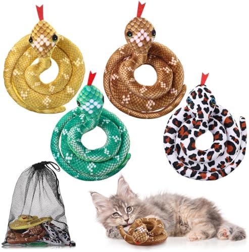 4 Pack Christmas Catnip Cat Toys, Snake Shape