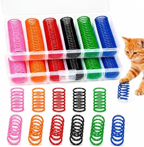 120 Pcs Cat Springs for Cats in 2 Storage Boxes for Interactive Play