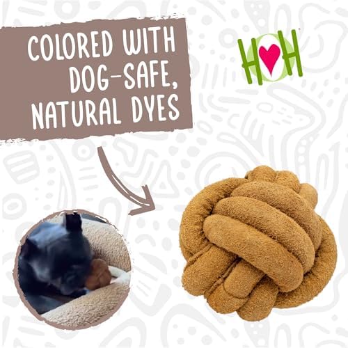 HuggleHounds Huggle-Hide Knotted Bone - Leather Dog Toys for Aggressive Chewers, Interactive for Small or Large Breeds, Tough & Durable - Knotted Leather Ball, Large
