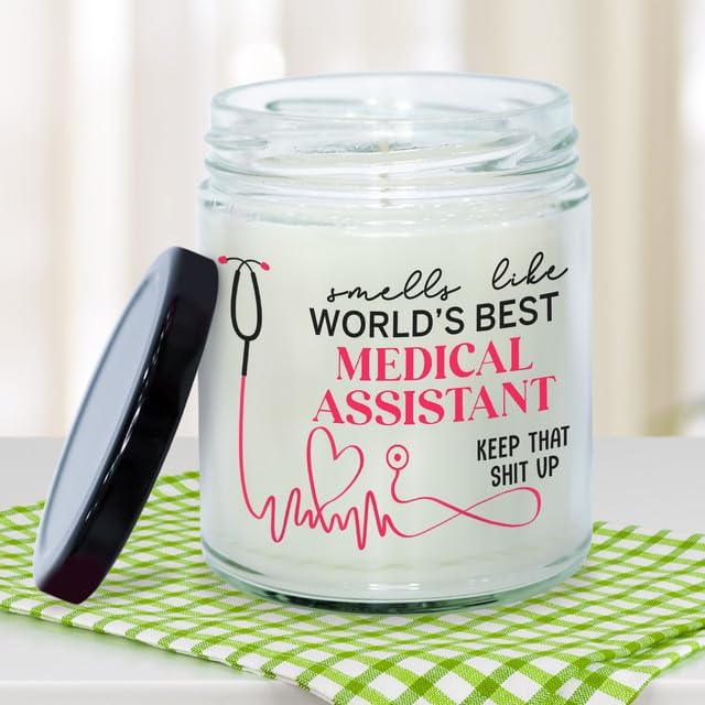 Medical Assistant Candle 9oz - Soy Wax Vanilla Scented Clean Burning, Medical Assistant Gifts for Women, MA Week Appreciation Gift Ideas