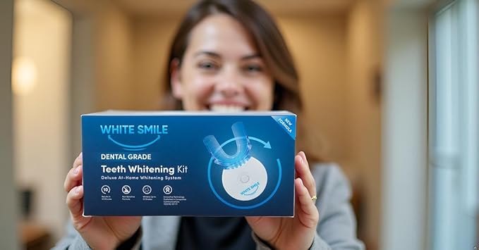 WHITE SMILE Teeth Whitening Kit with LED Light, 35% Carbamide Peroxide 3 Gel Syringes, 10-Minute Treatment, Non-Sensitive Formula, Helps to Remove Stains from Coffee, Smoking, Wines, Soda, Food