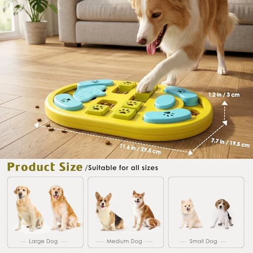 Dog Puzzle Toy, Interactive Treat Dispensing Toys, Yellow | Dog Enrichment Toys, IQ Training & Mental Stimulation, Non-Slip Slow Feeder, For Puppies Small Medium Large Dogs Cats