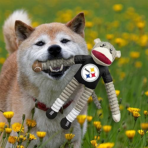 Littlearth NFL Pittsburgh Steelers Sock Monkey Pet Toy, Team Color, One Size