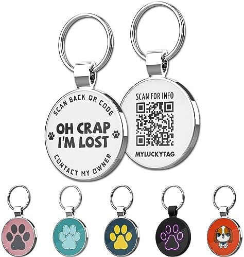 MYLUCKYTAG QR Code Dog Tags - Scan for Instant Pet Location Alert Email