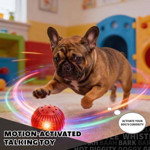 Pet Qwerks Blinky Babble Ball - Flashing Interactive Chew Dog Toy - Small