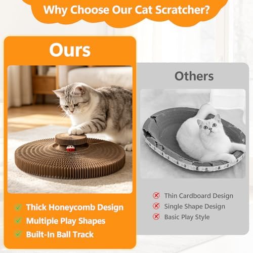 Cat Scratcher, Interactive Cat Toys for Indoor Cats Cardboard Scratch Pad