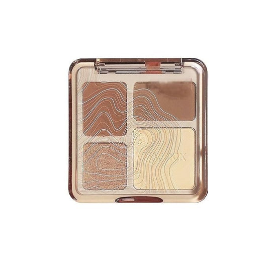 4-in-1 Face Contour Palette, Matte and Shimmer Shades with Highlighter, Brown and Beige(2 pack)