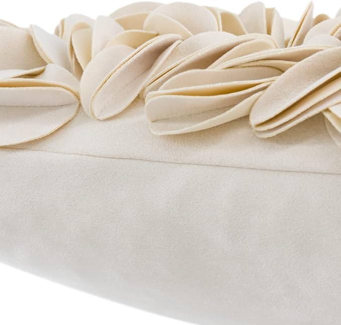 KINGROSE Handmade 3D Flower Home Decorative Throw Pillow Case Rectangular Cushion Cover 12 x 20 Inches for Bed Living Room Sofa Chair Solid Suede Beige | Rectangular Cushion Cover, Soft Home Decorative Pillow Cover , For Bed Living Room Sofa Chair