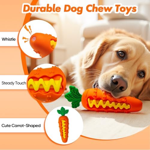 Durable Carrot Dog Toy, Silicone Treat Dispensing Chew Toy