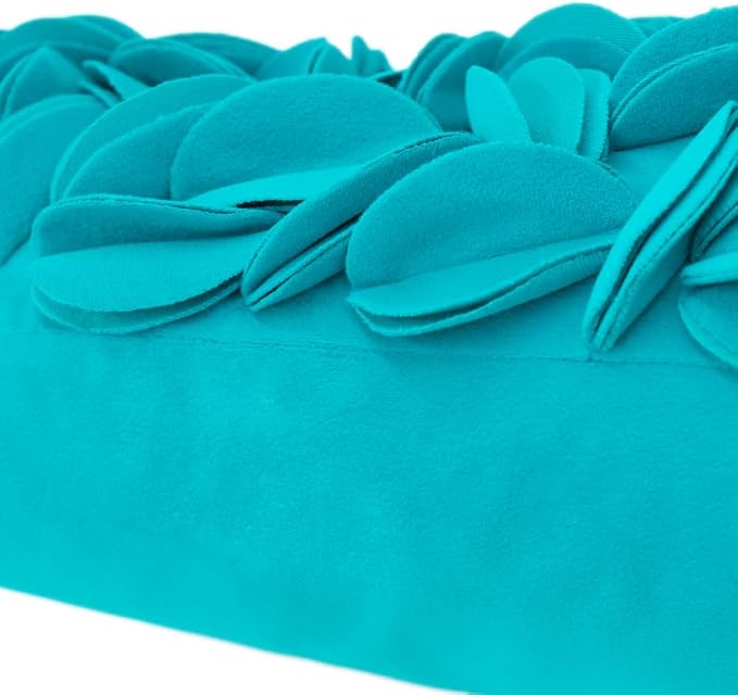 KINGROSE 3D Flower Pillow Case Handmade Decorative Throw Pillow Cover Solid Rectangular Cushion Cover for Sofa Couch Bed Living Room 12 x 20 Inches Wool Dark Cyan