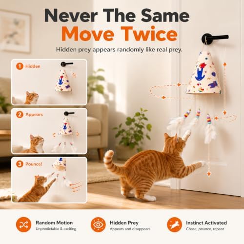 Interactive Cat Toys for Indoor Cats, Automatic Hanging Cat Hunting Toy