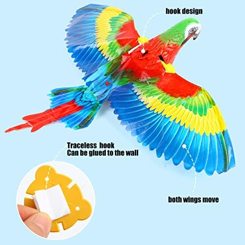 LOMIMOS Simulation Bird Cat Toy with Lights and Sound, Interactive Hanging Spinning Electric Toy Bird for Cats Indoor Ceiling Kitten Play Chase Exercise Eliminating Boredom(Parrot)