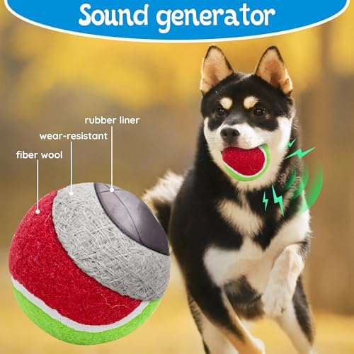 Squeaky Tennis Balls for Dogs - 12 Pack 2.5'' Durable Natural Rubber, Non-Toxic Dog Toy Balls with Mesh Bag for Outdoor Play & Training