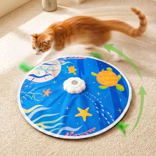 21 Pcs Interactive Cat Toys for Indoor Cats, Rechargeable Touch Activated Hide and Seek Toy with 2 Chasing Feathers, Bird Chirping for Bored Kittens