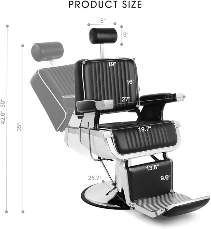 Artist hand Barber Chair Barbershop Chairs Hydraulic Recline Barber Chairs Salon Chair for Hair Stylist Tattoo Chair Barber Salon Equipment(Black1)