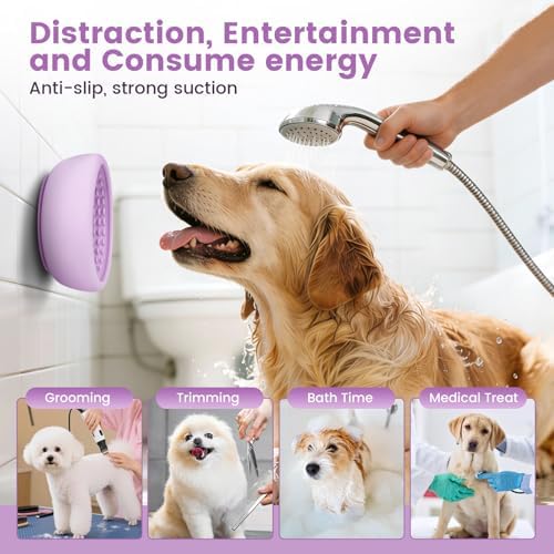 Dog Slow Feeder Licking Bowl,Freezeable Anxiety Relief Treat Dispenser, Non-Slip Anti-chocking Pet Dish, Interactive Puzzle Toy for Small Medium Breed,Freezable BPA Free Silicone Dishwasher Safe