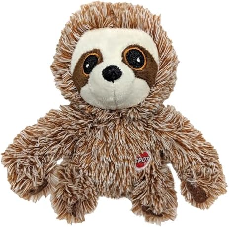 SPOT Fun Sloth Dog Toy - Soft, Stuffed, Squeaky, Plush Fabric Toy for Mini and Small Dogs and Puppies, Enrichment for Light Chewers and Cuddlers, 7in