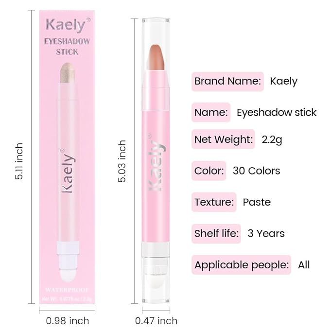 evpct 1Pcs Putty Matte Cream Eye Shadow Brightener Sticks for Eyes Waterproof Pigmented, Double Ended Cream Eyeshadow Stick Pencil Pen with Applicator, Eye Shadow Palette Highlighter Makeup 23