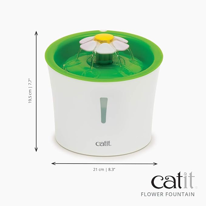 Catit Flower Fountain with Triple Action Filter,Cat Drinking Water Fountain,3 L,Green,(Pack of 6)