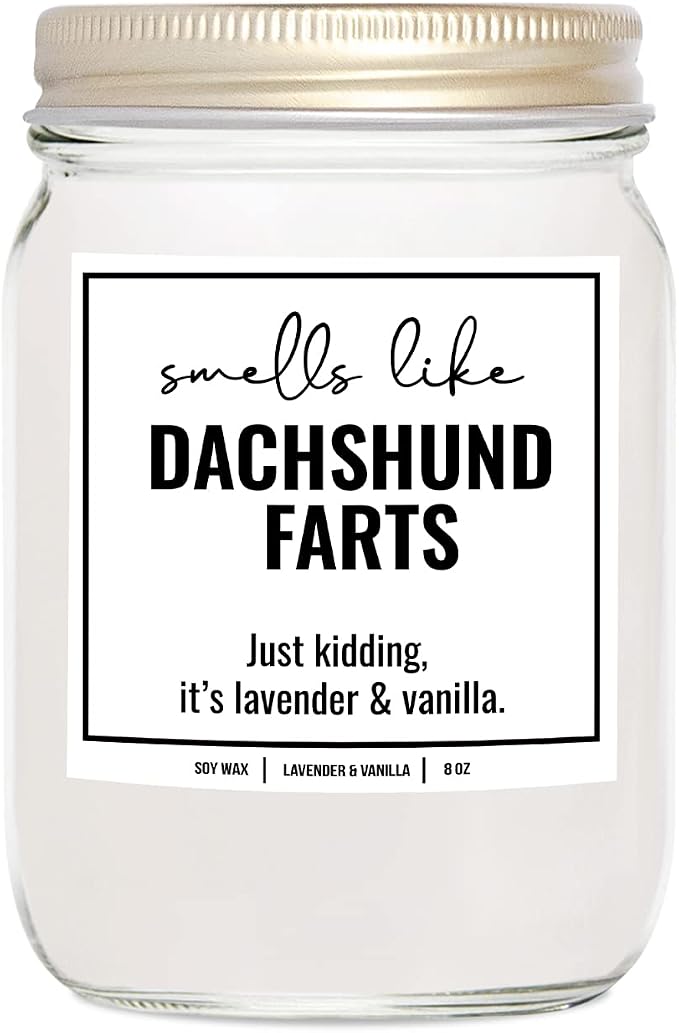 You Nique Designs, Dachshund Candle, 8 Oz, Dachshund Gifts for Women, Weiner Dog Gifts, Daschund, Wiener Dog, Daushaund, Dashound, All Natural Soy Vegan Aromatherapy Candles (Lavender & Vanilla)