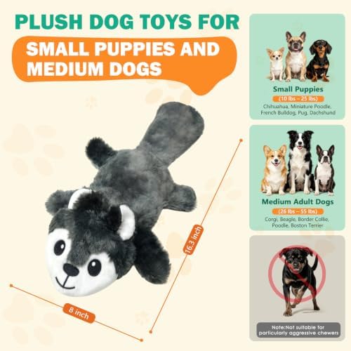 Fuufome Interactive Squeaky No Stuffing Crinkle Chew Toy for Dogs