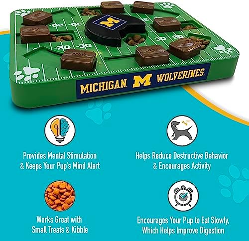 Pets First NCAA Michigan Wolverines Puzzle Toy, Puzzle Treat Dog Toy, Interactive Dog Treat Toy, Dog Puzzle Fedding Slow Toy
