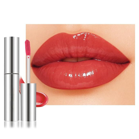 Full-On Plumping Liquid Lip Gloss, Red Hydrating Lip Plumper Lip Blam Lipstick, High-Shine Tinted Formula for Fuller, Nourishes, Moisturizes & Softens Lips, Cruelty-Free (Red)