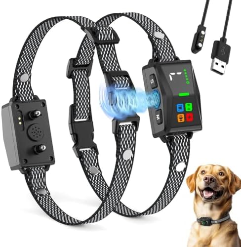Smart Anti Bark Collar for Dogs, Rechargeable Dog Bark Collar with 6 Adjustable Modes (Beep, Vibration, Shock, Ultrasound) & 7 Sensitivity Levels, Automatic Waterproof Training Collar for All Breeds
