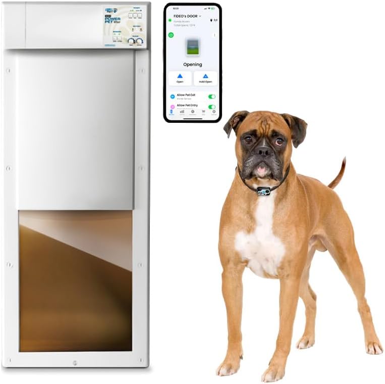 Power Pet WiFi Automatic Electronic Pet Door by High Tech Pet - Pet Operated Dog Door, App Control, 24/7 Scheduling, Secure, Air Tight, for Large Dogs (30-100 lbs.) Door Mount, Easy Install - PX2-WIFI