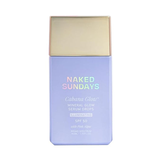 Naked Sundays CabanaGlow™ Illuminating Tint Mineral Serum Drops SPF 50 – Hydrating, Brightening, Zinc Oxide Daily Facial Sunscreen with Skin-Perfecting Pigments