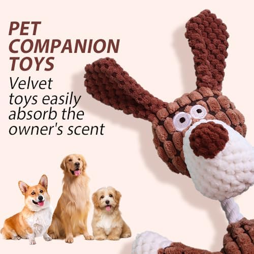 2026 New Dog Toys, Indestructible Plush Dog Toy for Aggressive Chewers, Interactive Squeaky Soft Puppy Chew Toy, Durable Teething Toys for Small Medium Large Dogs (Black+White)