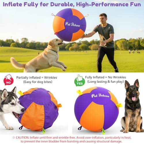 Upgrade Herding Ball for Dogs,25" Herding Ball for Australian Shepherd Collie,Border Collies,Cattle & Medium to Large Breeds,Fast-Inflating Pump,Durable & Waterproof Cover,Large Dog Toys Outdoor Play