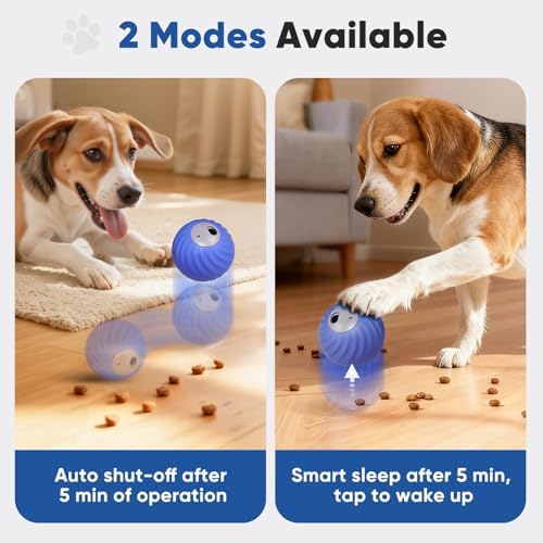Petbobi Interactive Dog Ball, USB Rechargeable Moving Dog Toy for Treat Dispensing, 2.87" Blue Washable TPU Puzzle Ball, Interactive Dog Toys for Small & Medium Dogs, Boredom & Anxiety Relief