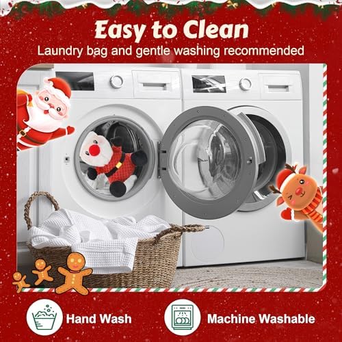 Newget Christmas Squeaky Dog Toys, Plush Dog Chew Toys with Crinkle Paper