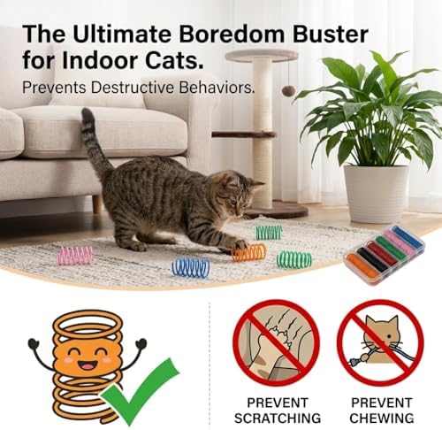 120 Pcs Cat Springs for Cats in 2 Storage Boxes for Interactive Play