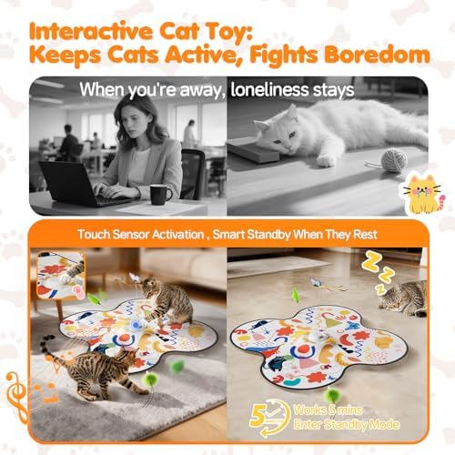 Aktor Interactive Cat Toy for Indoor Cats - Rechargeable Automatic Hide & Seek with Fluttering Butterfly, Moving Feather Wands & Realistic Prey Sounds | Motion Activated Exercise Toy for Bored Cats