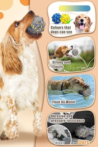 Moonorange 1.96'' Dog Balls for Dogs Aggressive Chewers Indestructible Tennis Durable Bouncy Interactive Dog Toy Balls for Fetch Game Floating Training(Grey Small)