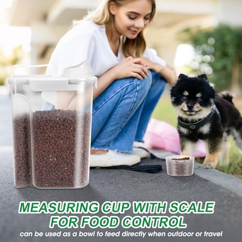 TBMax Dog Food Storage Container 5-7 lbs, Airtight Cat Food Container with Larger Spout & Measuring Cup, Portable Pet Food Storage Dispenser for Small Animal Kibble Storage, Bird Seed Container