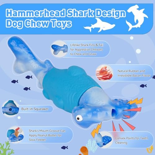 BIKIISEN Dog Toys for Aggressive Chewers, Squeaky Tough Chew Toys | Interactive Dog Chew Toys for Large Dogs, Dog Toys Keep Them Busy, Gift Toys for Medium/Large Breed (Blue)