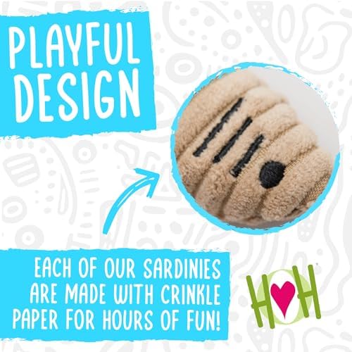 HuggleKats Cat Toys - Kitten Toys for Bored Indoor Cats, Perfect for Moving, Exercise, Biting & Chewing - Sardines (3 Pack)