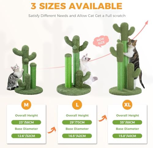 PAWZ Road Cat Scratching Post 23” Cactus Cat Scratcher with Toy Ball