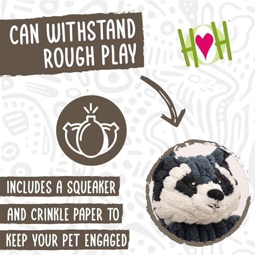 HuggleHounds Flatties - Dog Plush Toys to Keep Them Busy, Squeaky Crinkle Pet Toy for Small, Medium, & Large Dogs, Durable Stuffed Animal, Fox, Moose, & Raccoon - 3-Pack Woodland HuggleFlatties, Small