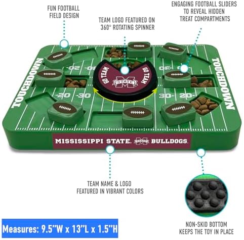 Pets First NCAA Mississippi State Large Puzzle Toy, New Size, Interactive Dog Treat & Slow Feeding Toy