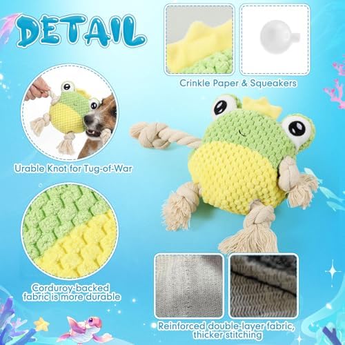 Gemscream 5 Pack Ocean Dog Toys Animal Plush Rope Interactive Tug